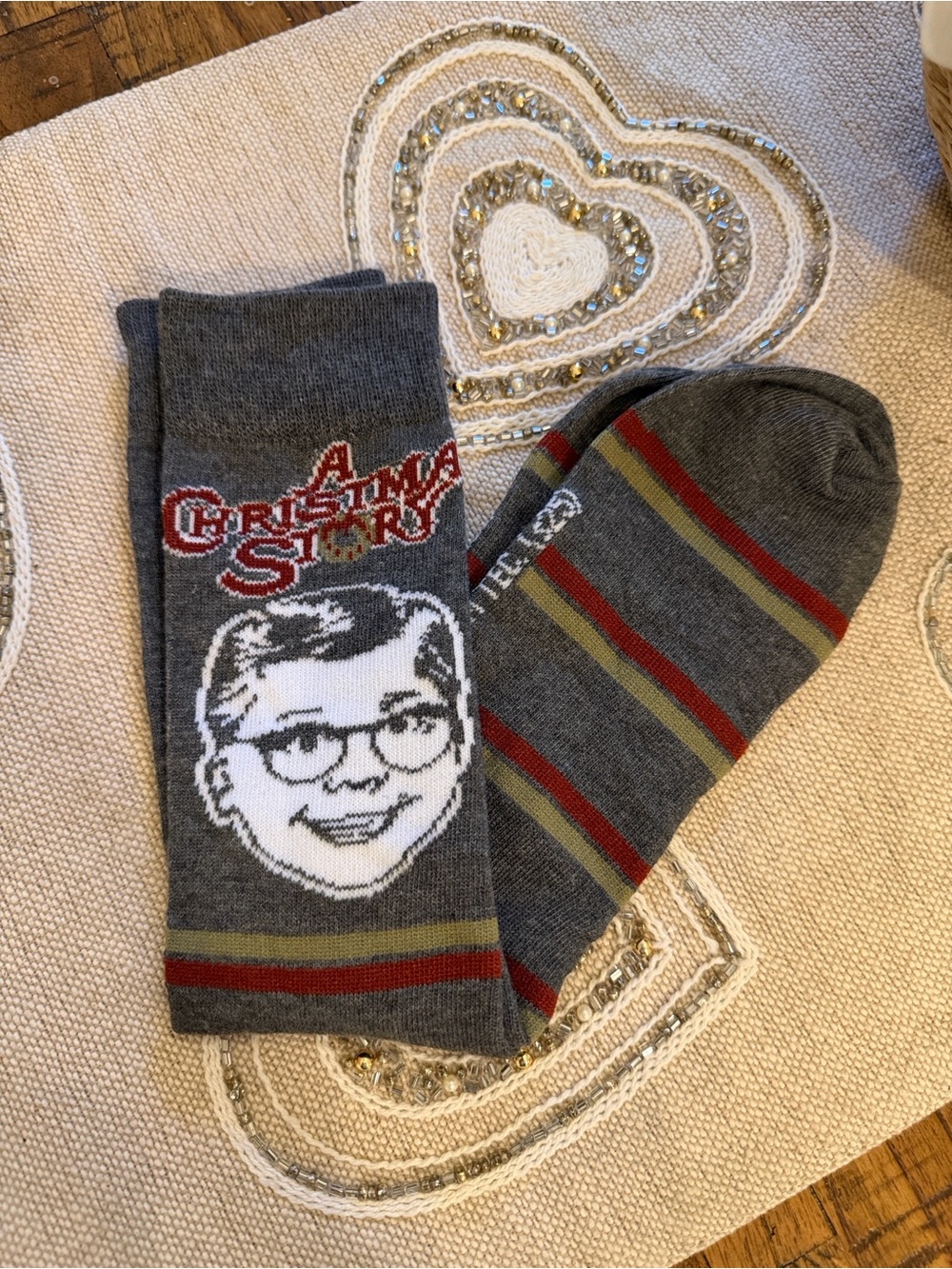 A Christmas Story Novelty Socks with Retro Face and Stripes NWOT